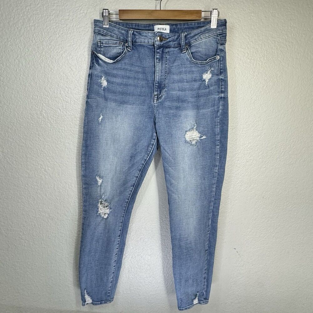 Pistola Jeans High Waist Skinny Distressed Stretch Classic Casual Women 32